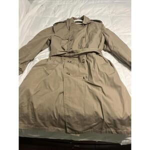 Stafford Men’s Tan Double lined Trench Coat 42 Regular Liner Is Removable